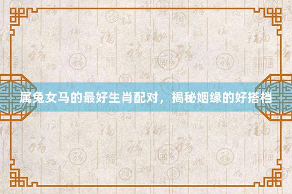 属兔女马的最好生肖配对，揭秘姻缘的好搭档